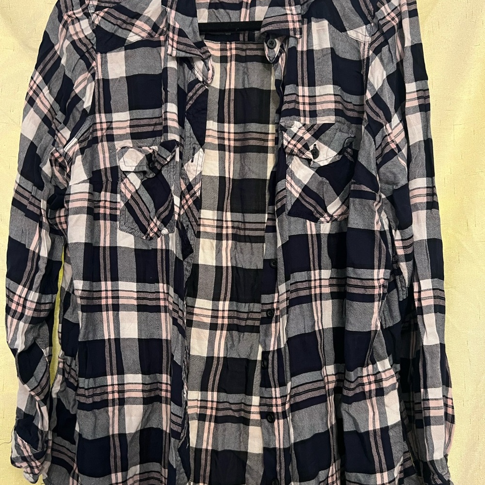 Torrid Black and Pink Plaid Shirt
